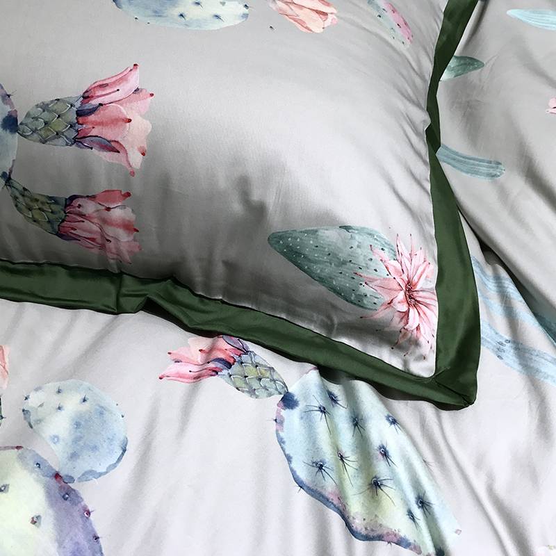 Pure Egyptian Cotton Bedding set Tropical Leaves Flowers Duvet cover ...