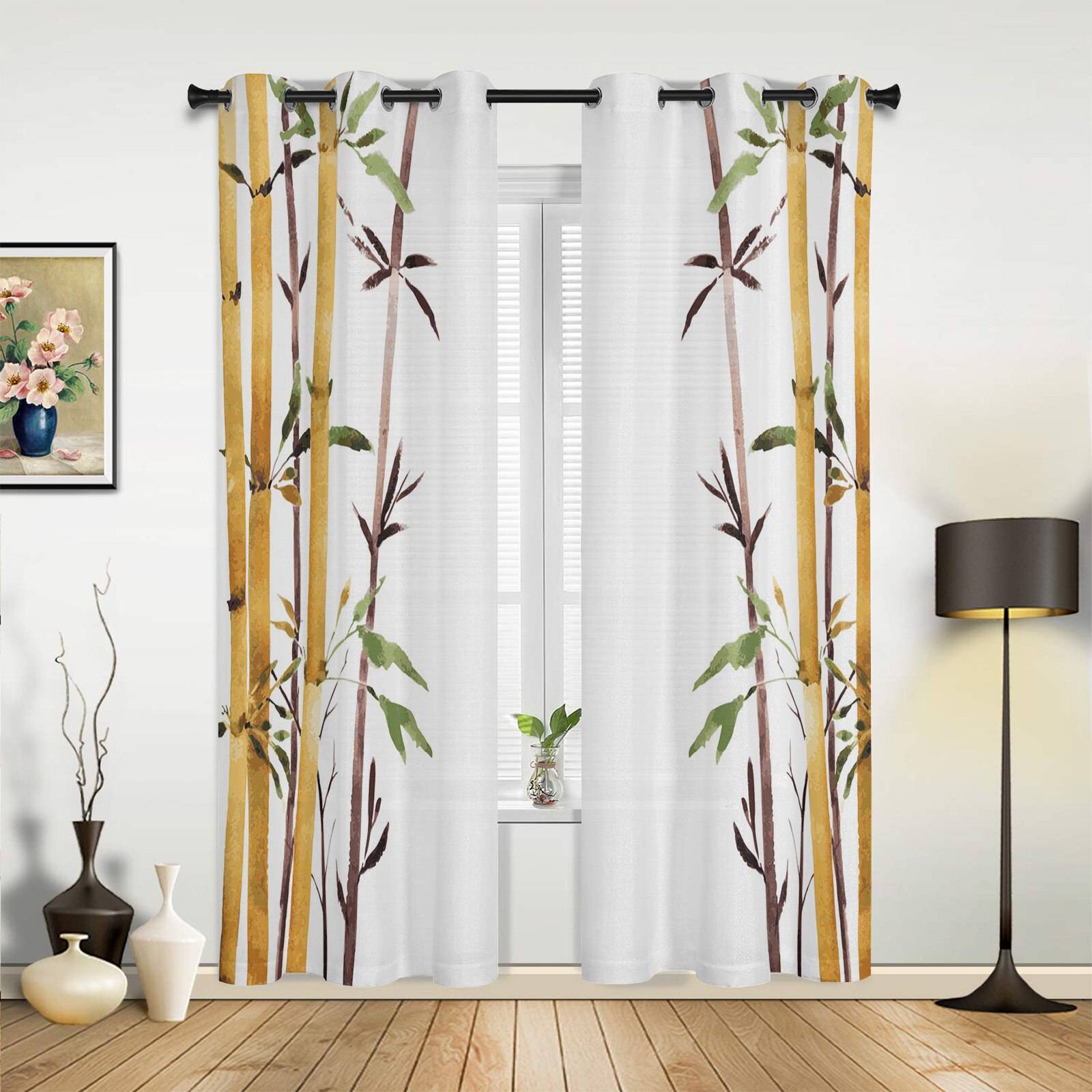 Bamboo Curtains Tall Bamboo Stems and Leaves Oriental Nature Wood ...
