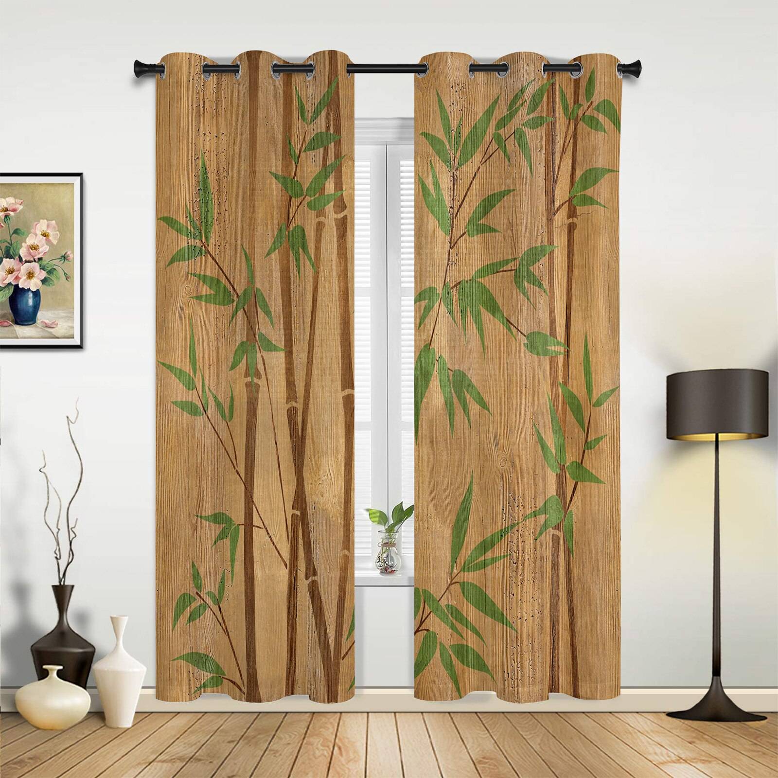 Bamboo Curtains Tall Bamboo Stems and Leaves Oriental Nature Wood ...